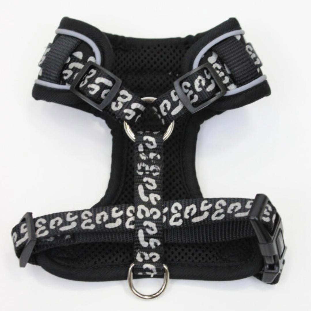 Doodlebone Adjustable Airmesh Dog Harness - Coal Leopard Reflective