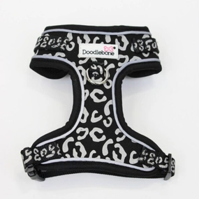 Doodlebone Adjustable Airmesh Dog Harness - Coal Leopard Reflective