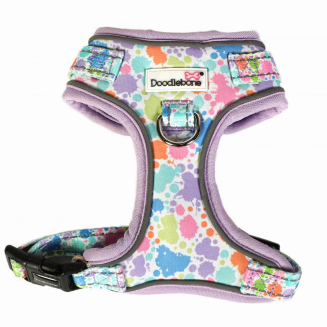 Doodlebone Adjustable Airmesh Dog Harness - Pastel Paint Splat