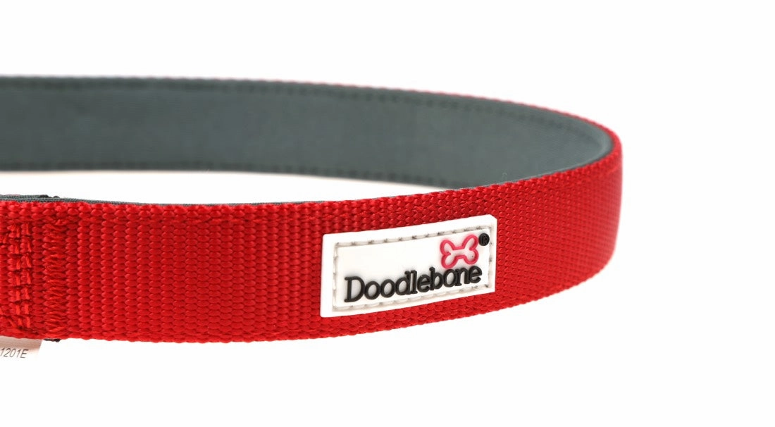 Doodlebone Padded Dog Collar - Ruby Red