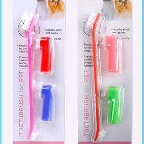 Double Head Toothbrush  Soft Pet Finger Toothbrush Set