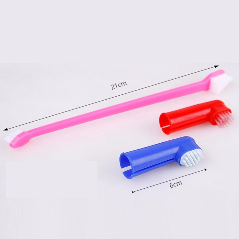 Double Head Toothbrush  Soft Pet Finger Toothbrush Set
