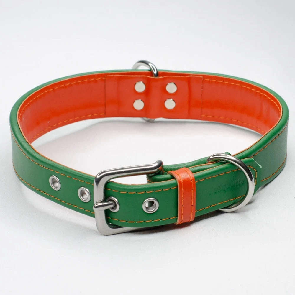Double Trouble Wide Leather Dog Collar by Petiquette