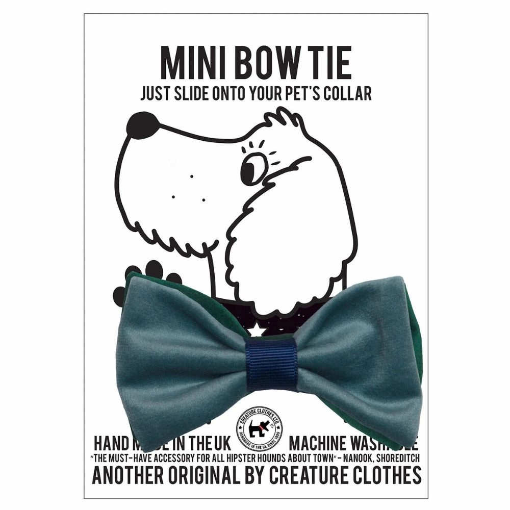 Duck Egg Blue Velvet Dog Bow Tie
