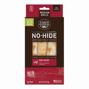 Earth Animal Beef No-Hide? Medium 7" Roll Dog Chews Value Pack - 3pk