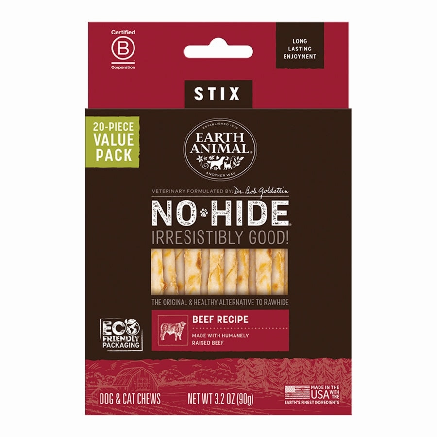 Earth Animal Beef No-Hide? Stix Dog Chews Value Pack - 20pk