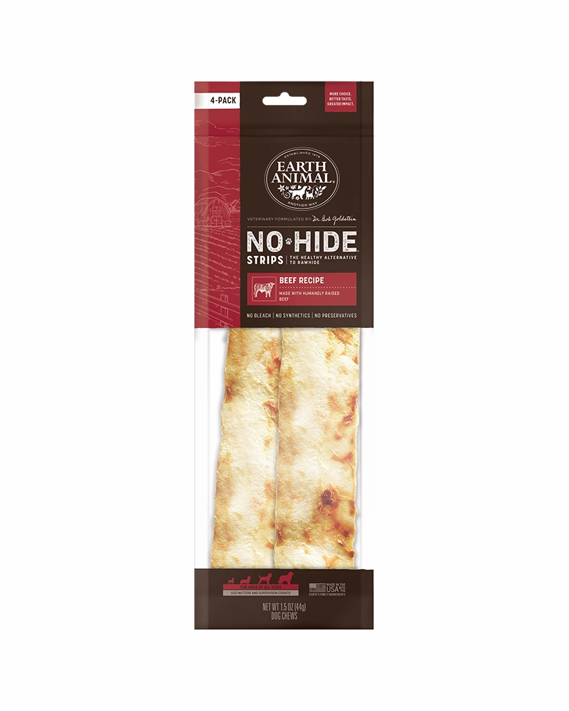 Earth Animal Beef No-Hide? Strip Dog Chews 4-Pack