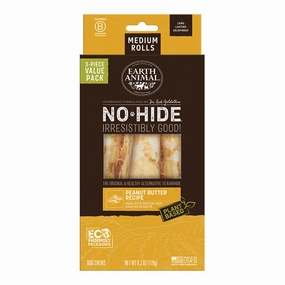 Earth Animal Peanut Butter No-Hide? Medium 7" Roll Dog Chews Value Pack - 3pk