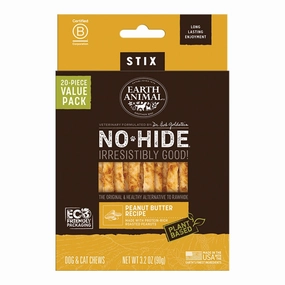 Earth Animal Peanut Butter No-Hide? Stix Dog Chews Value Pack - 20pk