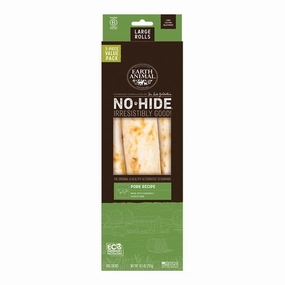 Earth Animal Pork No-Hide? Large 11" Roll Dog Chews Value Pack - 3pk