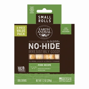 Earth Animal Pork No-Hide? Small 4" Roll Dog Chews Value Pack - 6pk