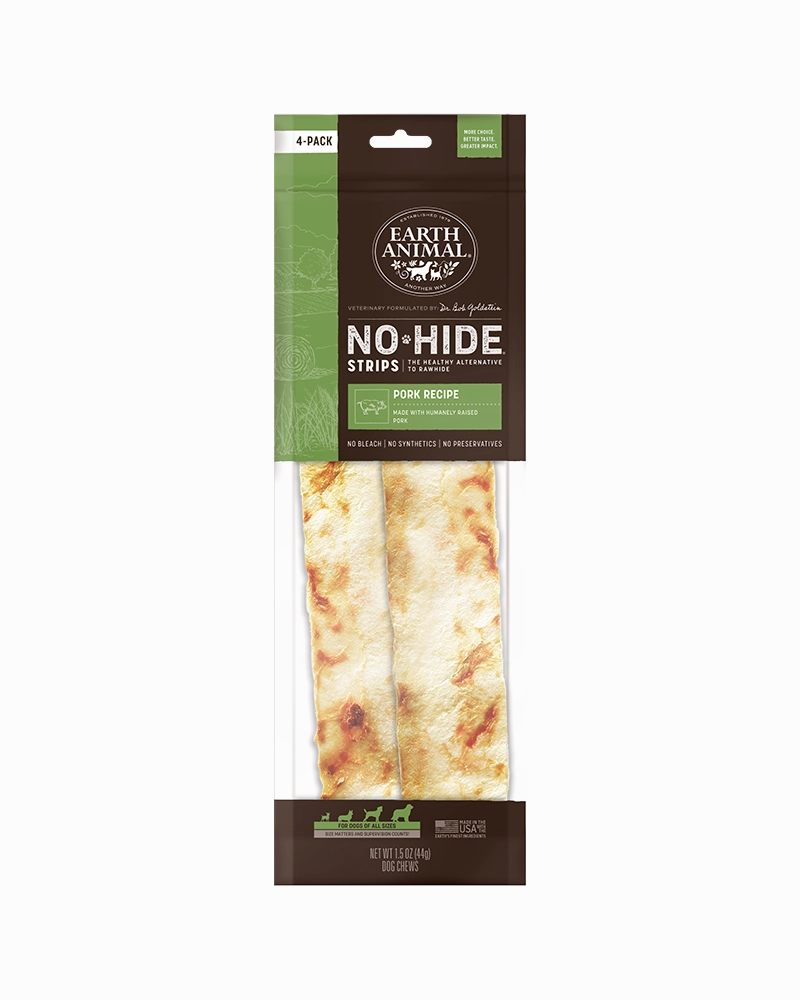 Earth Animal Pork No-Hide? Strip Dog Chews 4-Pack