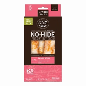 Earth Animal Salmon No-Hide? Medium 7" Roll Dog Chews Value Pack - 3pk