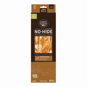 Earth Animal Venison No-Hide? Large 11" Roll Dog Chews Value Pack - 3pk