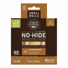 Earth Animal Venison No-Hide? Small 4" Roll Dog Chews Value Pack - 6pk