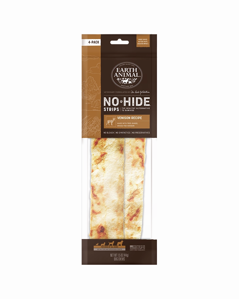 Earth Animal Venison No-Hide? Strip Dog Chews 4-Pack