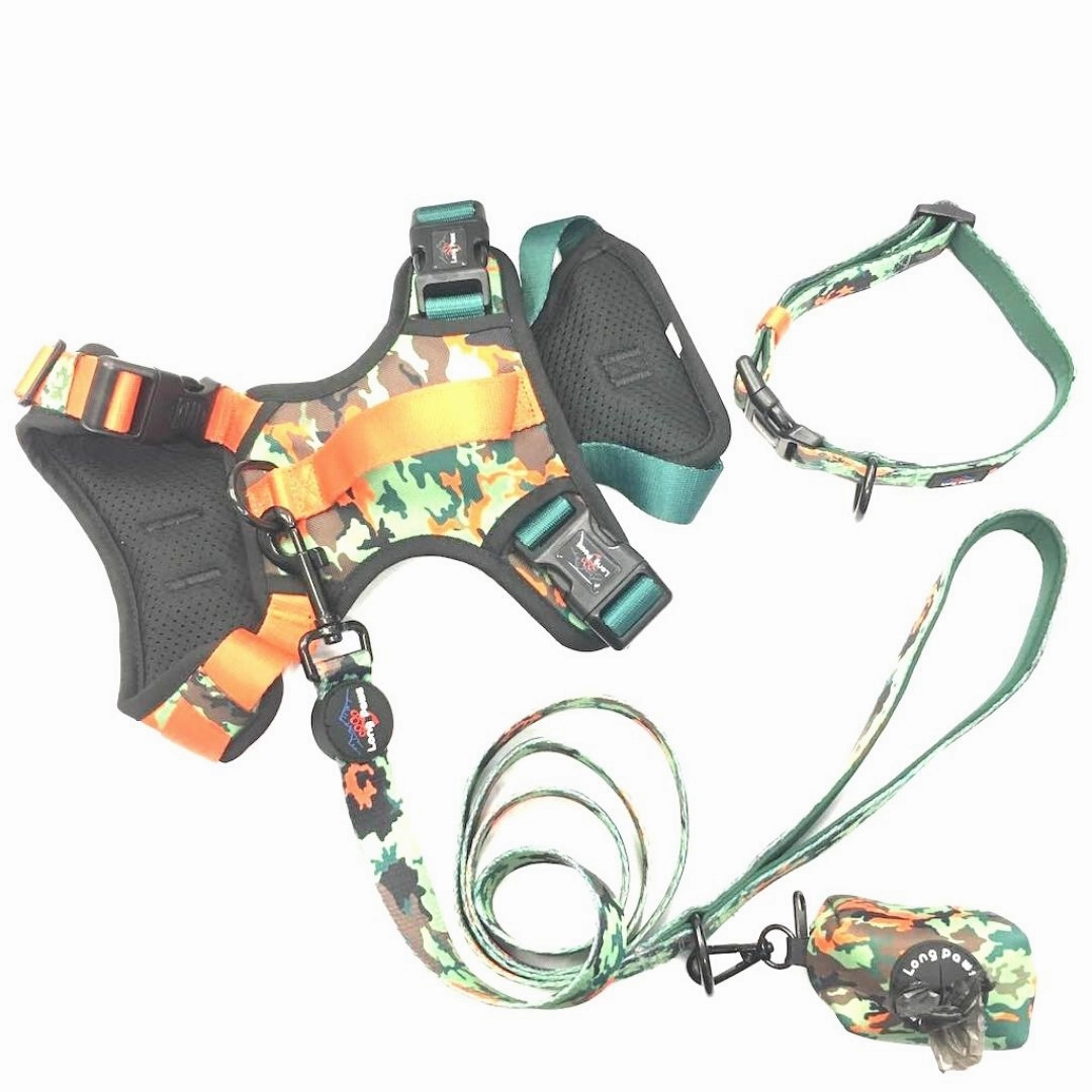 Earth Friendly Trig Point Dog Harness Citrus Army Camo