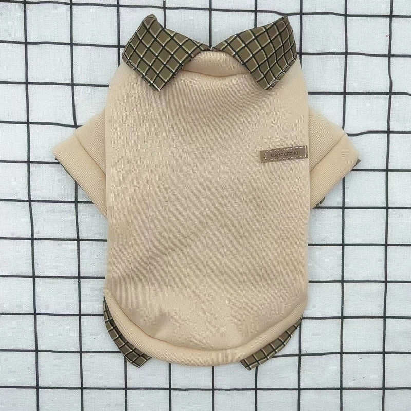 Fake Two-piece Collar Sweater Thin Velvet Dog Pet Two Feet Apparel