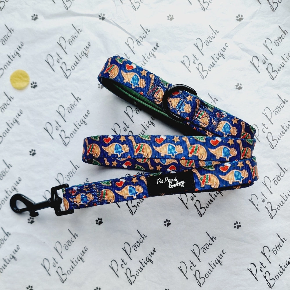 Festive Dino Rawr Biscuits Dog Collar
