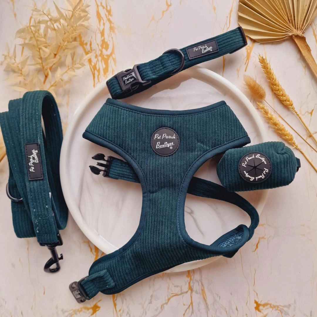 Forest Green Cord Dog Harness