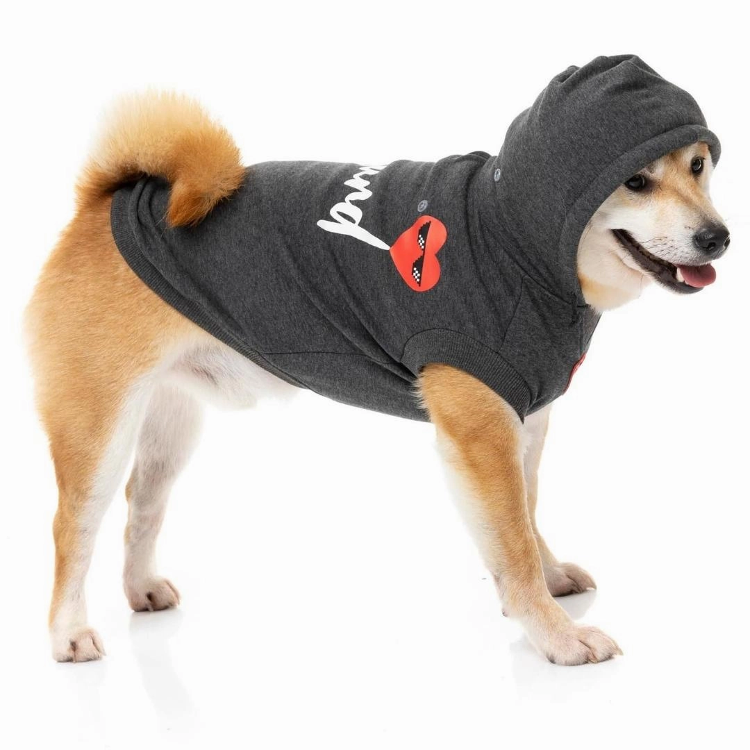 FuzzYard Heartbreaker Dog Hoodie - Grey