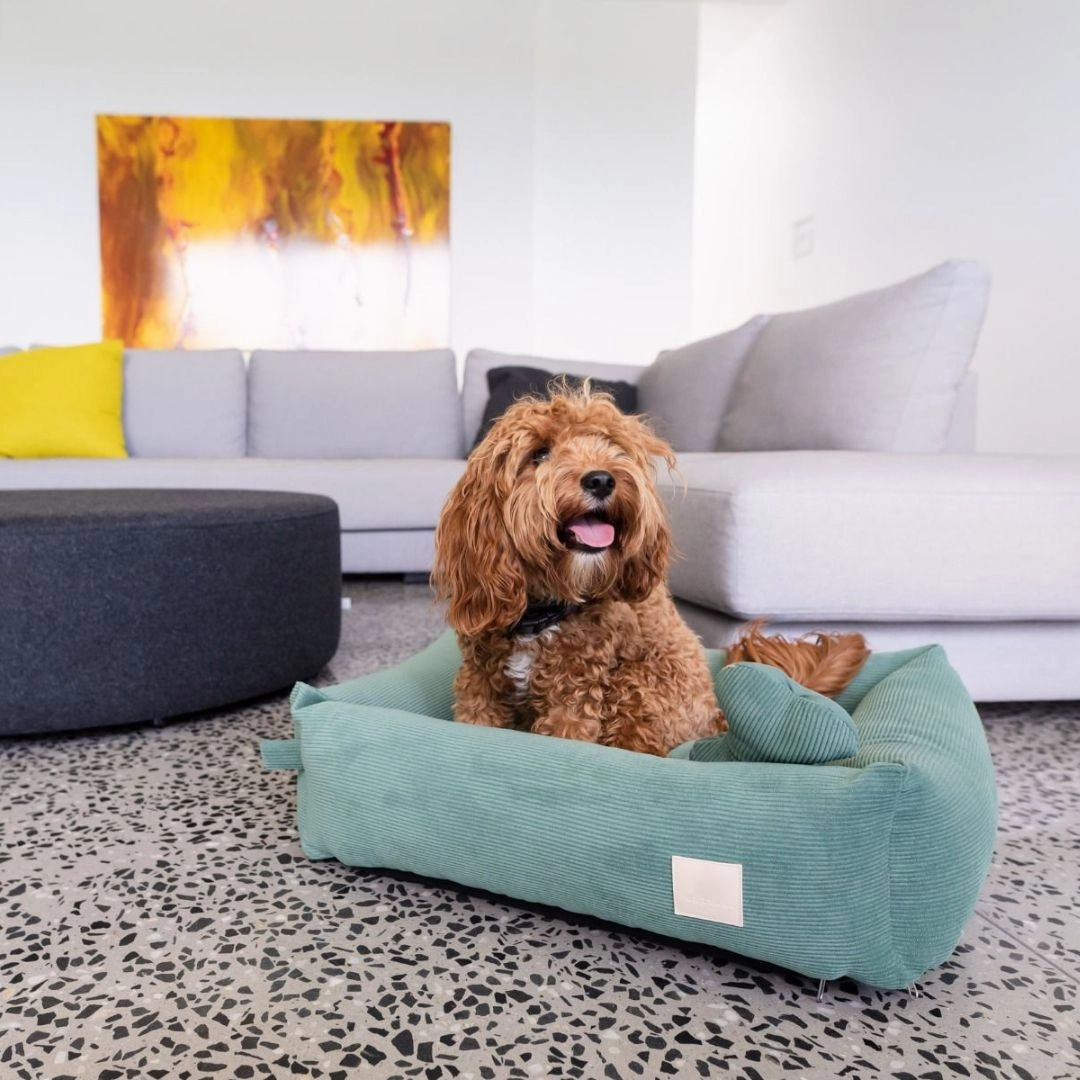 FuzzYard Life Corduroy Dog Bed in Myrtle Green