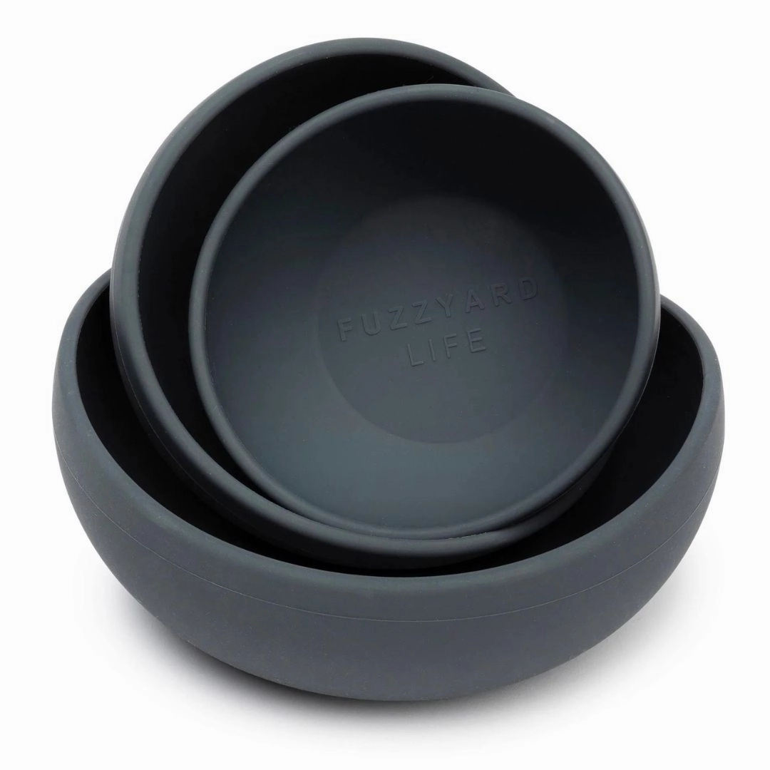 FuzzYard Life Silicone Dog Bowl In Slate Grey