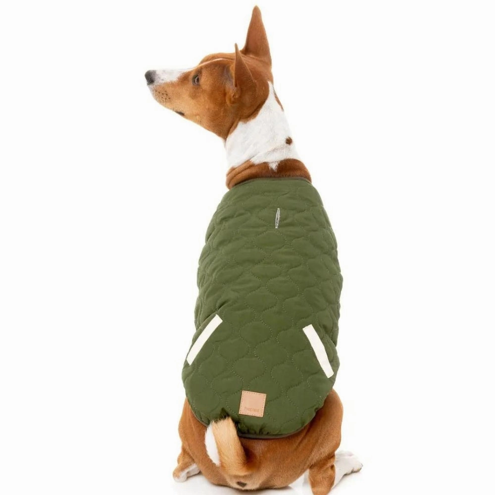 FuzzYard Nara Dog Reversible Jacket - Dark Moss Green