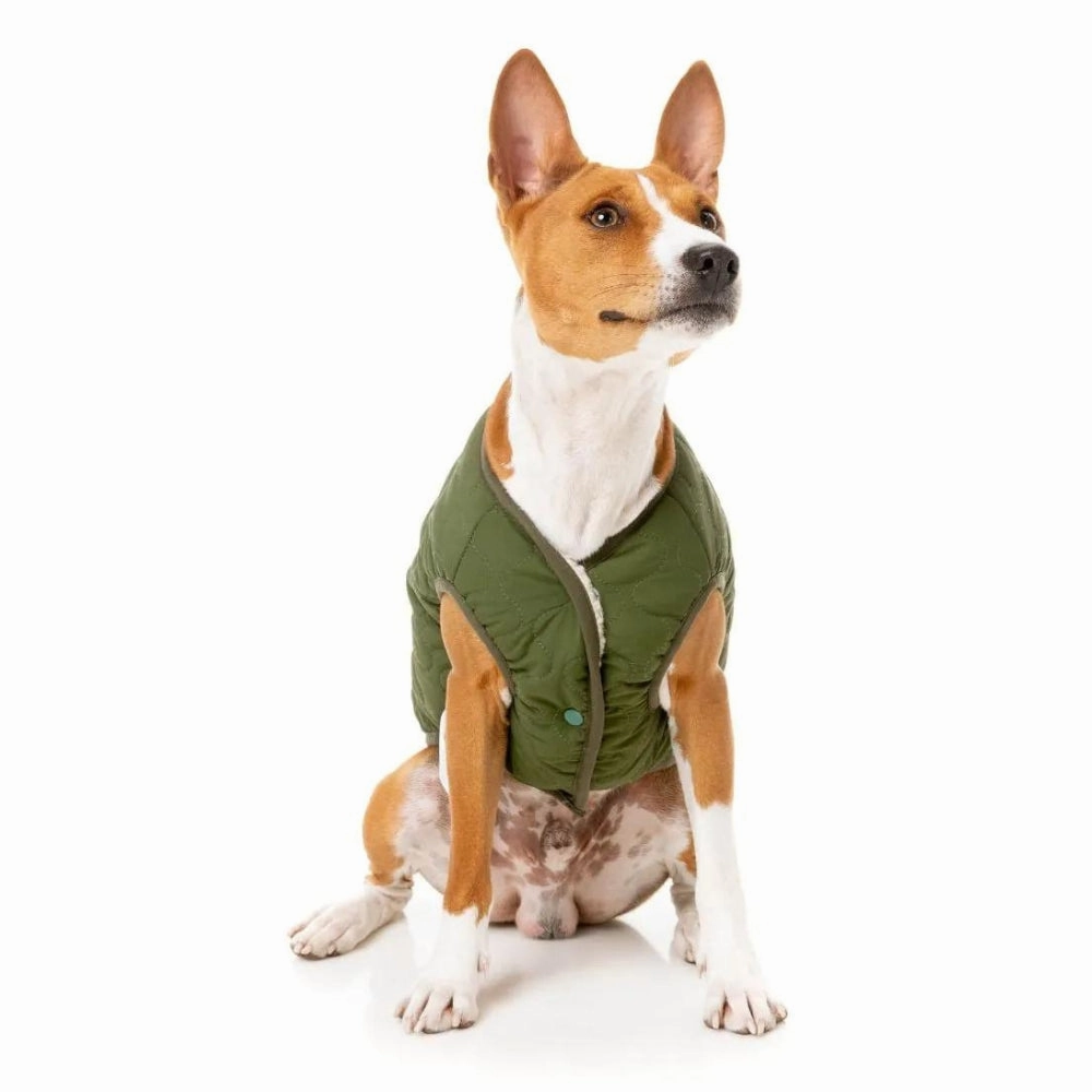 FuzzYard Nara Dog Reversible Jacket - Dark Moss Green