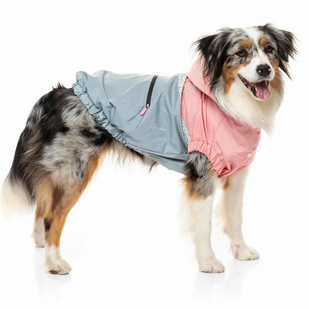 FuzzYard The Seattle Water Resistant Dog Raincoat - Pink and Grey