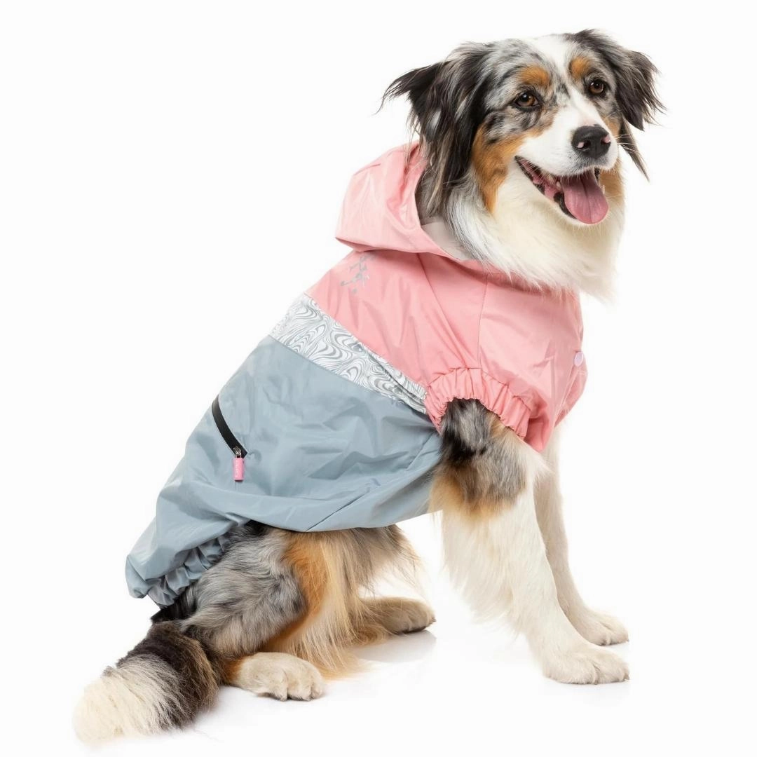 FuzzYard The Seattle Water Resistant Dog Raincoat - Pink and Grey