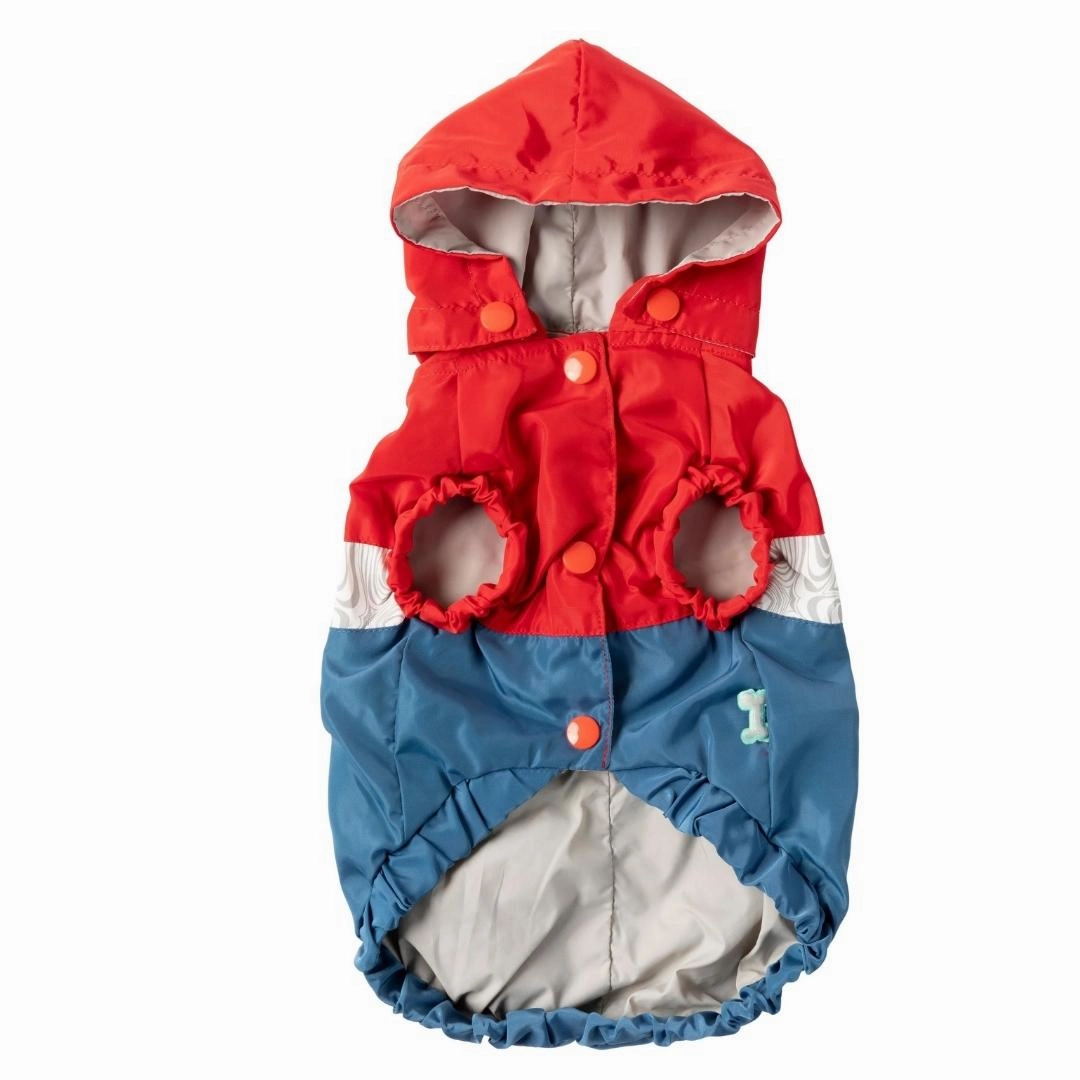 FuzzYard The Seattle Water Resistant Dog Raincoat - Red and Blue