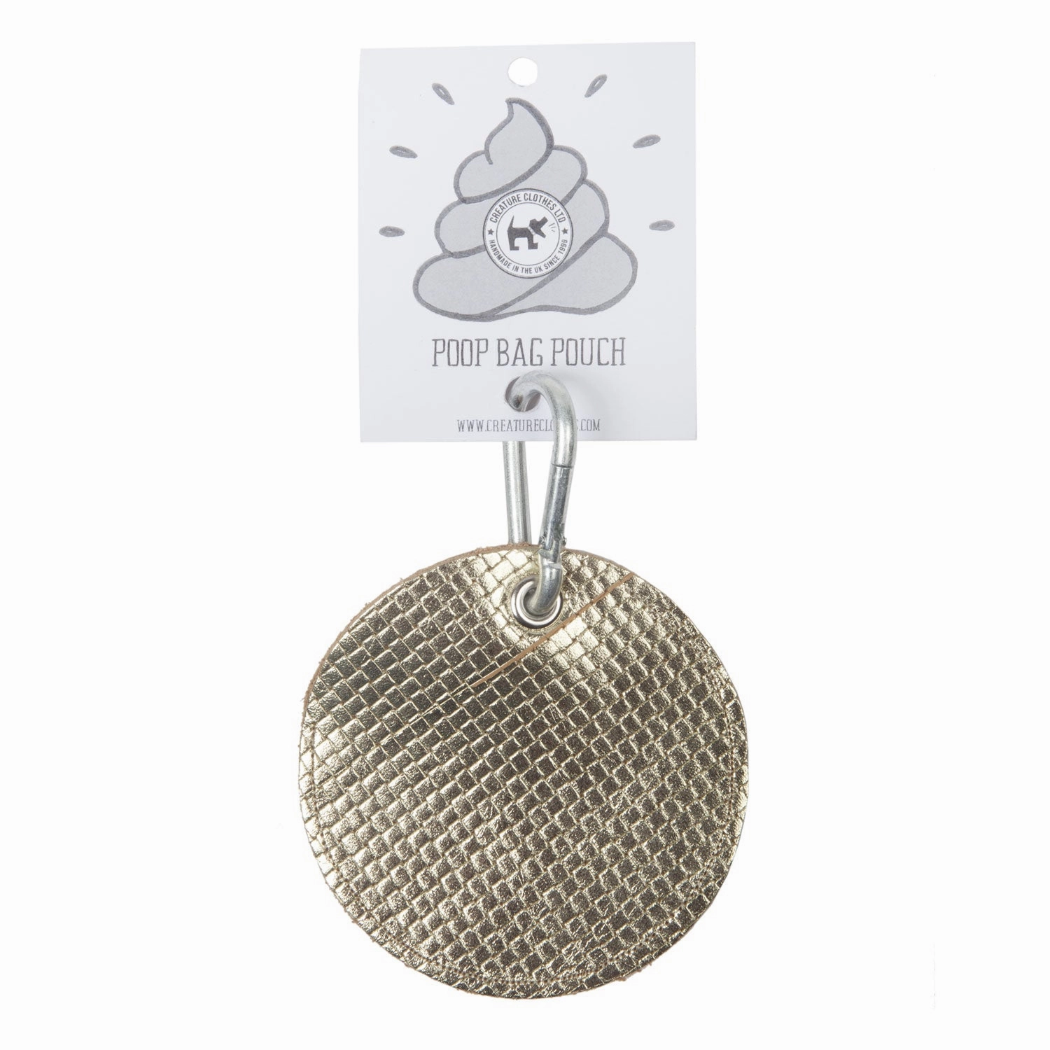 Gold Leather Circle Poo Bag Pouch
