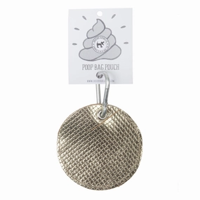 Gold Leather Circle Poo Bag Pouch