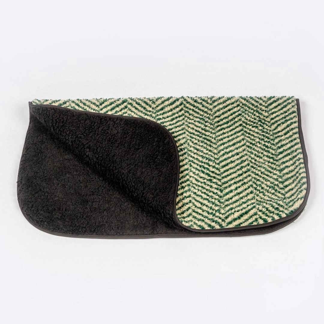 Green Herringbone Sherpa Fleece Pet Blanket