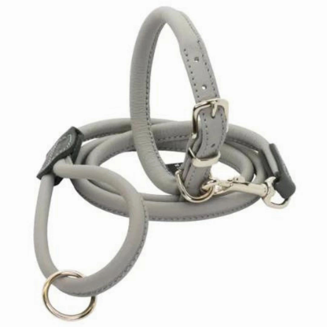 Grey Rolled Leather Dog Collar by Dogs & Horses