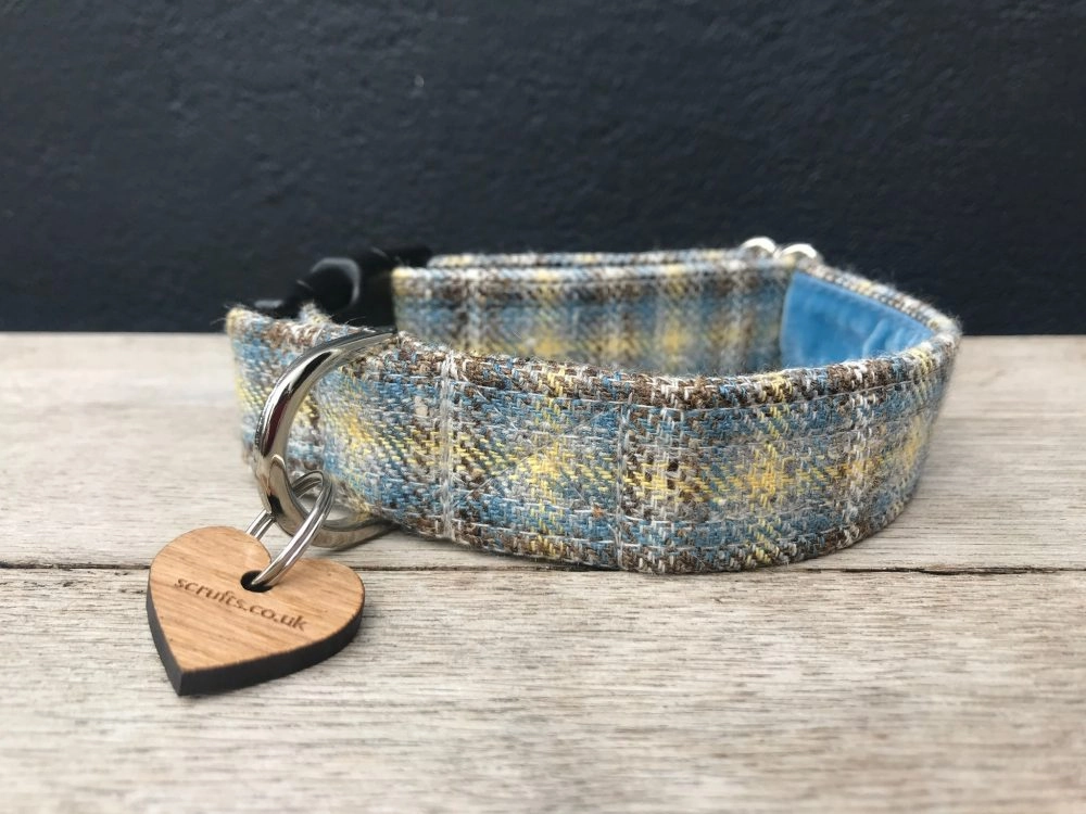 Harvest Donegal Tweed Velvet Lined Designer Dog Collar & Lead Set