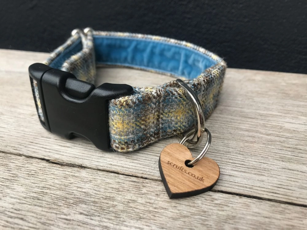 Harvest Donegal Tweed Velvet Lined Designer Dog Collar & Lead Set