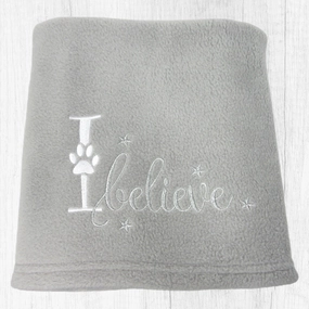 I Believe Grey Fleece Christmas Pet Blanket