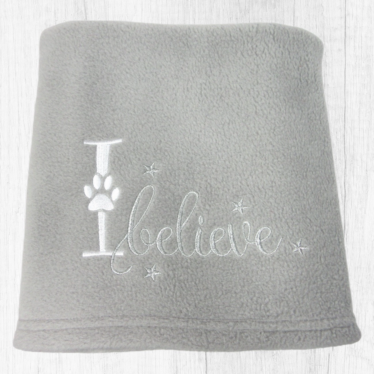 I Believe Grey Fleece Christmas Pet Blanket