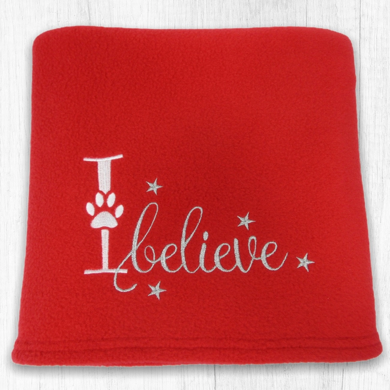 I Believe Red Fleece Christmas Pet Blanket