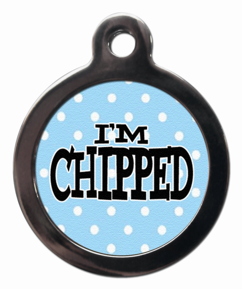 I'm Chipped Blue Polka Dot Dog Tag