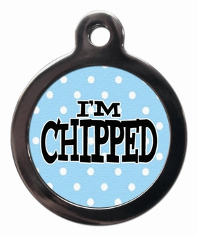 I'm Chipped Blue Polka Dot Dog Tag