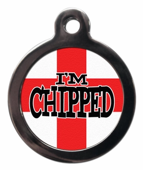 I'm Chipped St George Flag Dog ID Tag