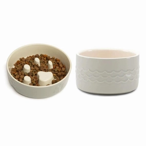 Icon 2 Piece Dog Slow Feeder & Water Bowl Set - Light Grey