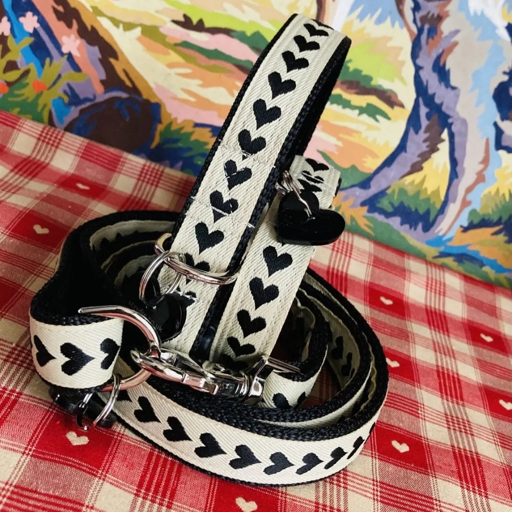 Inky Black Heart Dog Collar