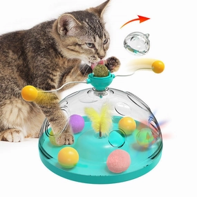 Interactive Cat Windmill Toy with Catnip