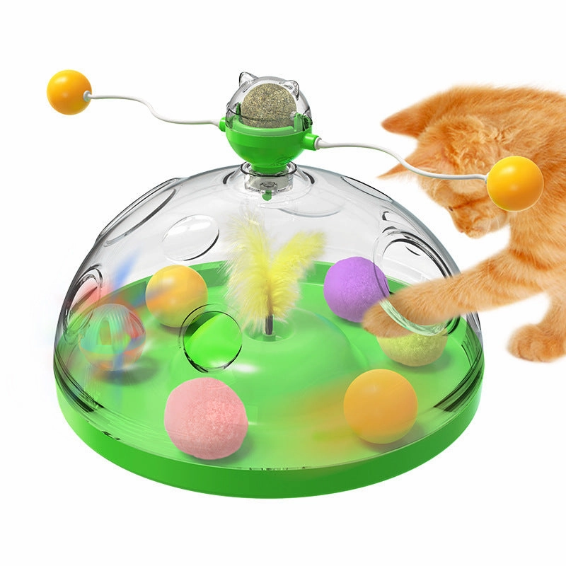 Interactive Cat Windmill Toy with Catnip