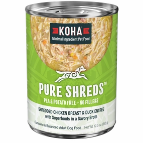 Koha Pure Shreds Chicken Breast & Duck Entree for Dogs 12.5oz