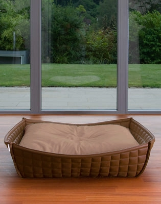 Luxury Faux Leather Orthopaedic Bowl Dog Bed